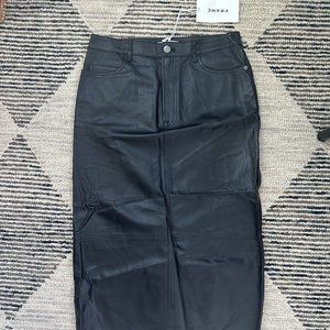 FRAME Leather Midi Skirt